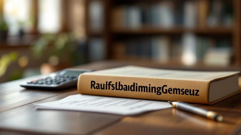 Gesetzbuch mit dem Berufsbildungsgesetz aufgeschlagen neben einem Taschenrechner