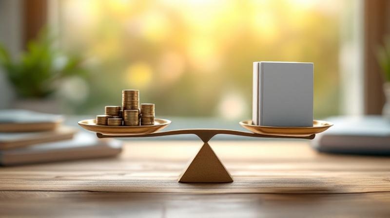 Waage mit Pro und Contra, im Hintergrund ein Aktenordner mit WFW-Unterlagen