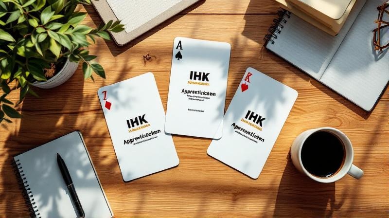 Auswahl an Berufsausbildungszeugnissen auf einem Holztisch, daneben Notizbuch und Stift